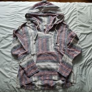 Forever 21 Boho Hippie Striped Beach Linen Hoodie